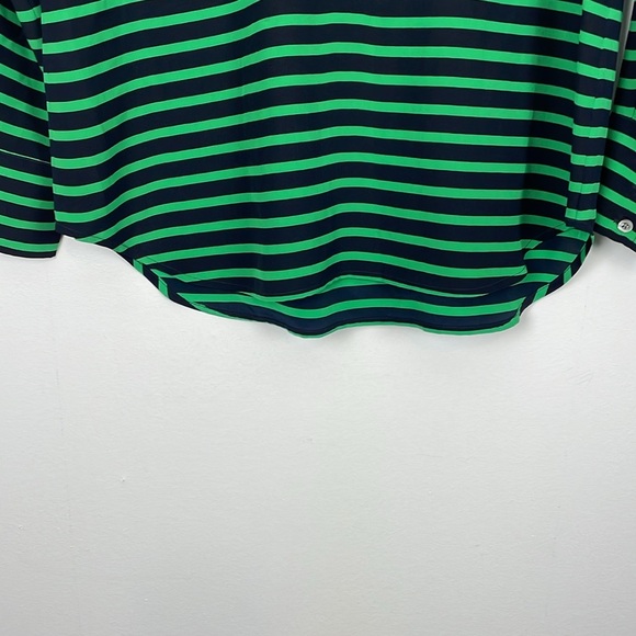 J Crew Silk Womens 2 Long Sleeve Striped Pullover 1/2 Button 2 Pockets Tunic Top - Picture 2 of 8